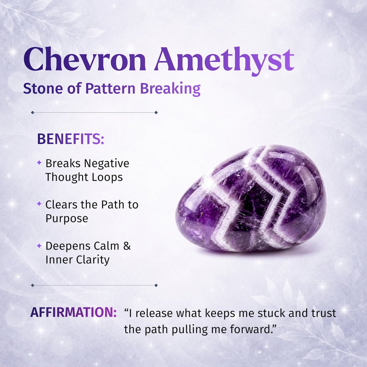 Cycle Breaker - Chevron Amethyst Point of Transformation - thewrightstore