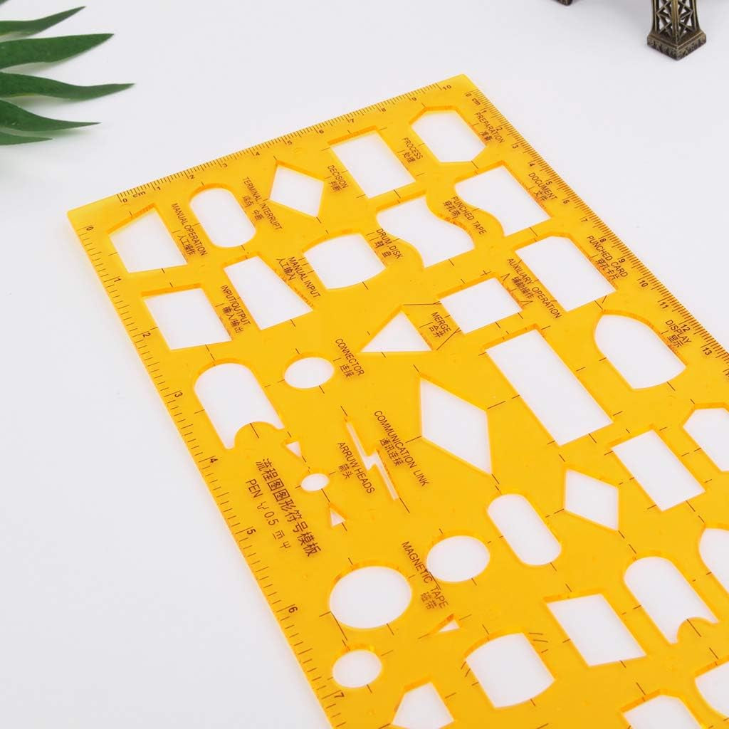 K Resin Flow Chart Symbol Drafting Template and Ruler Stencil for Students