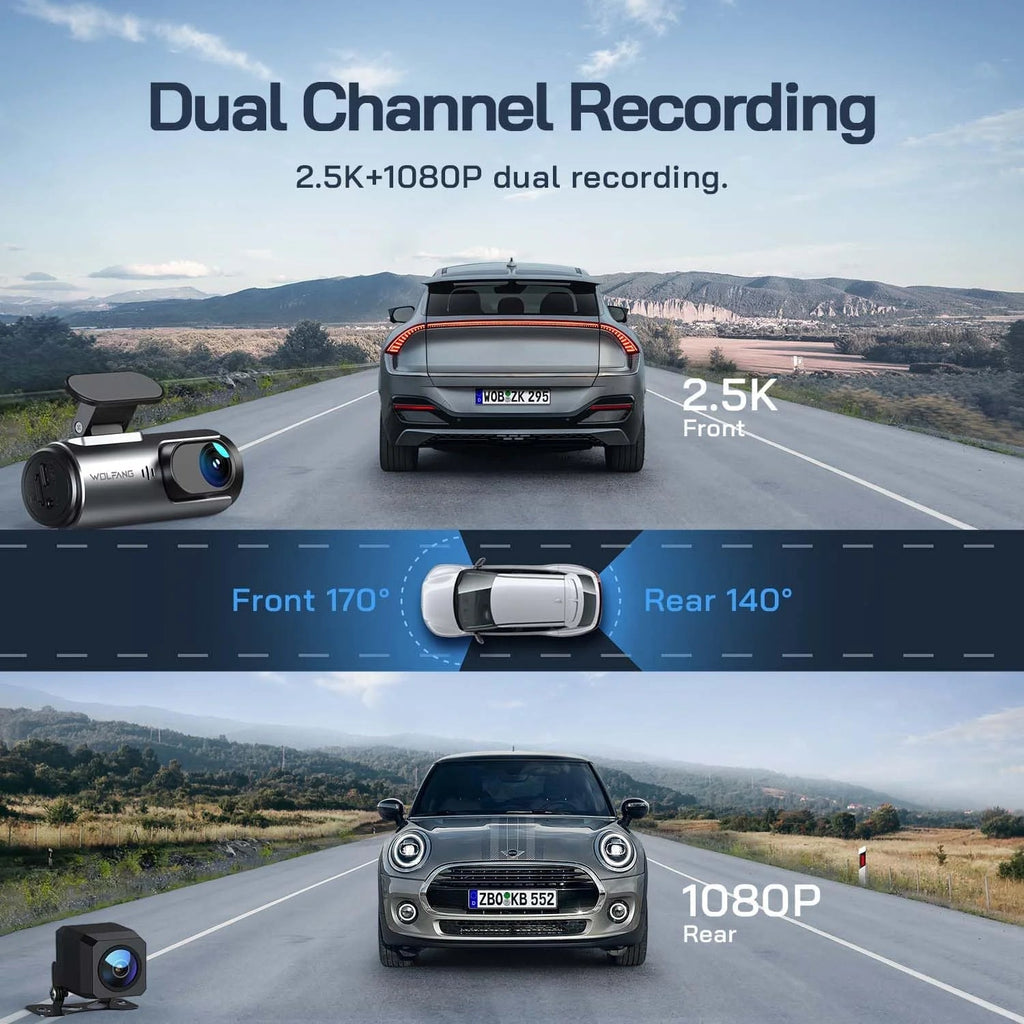 Dash Cam Front and Rear, 4K+1080P Dual Car Camera, Parking Monitor, Loop Recording - thewrightstore