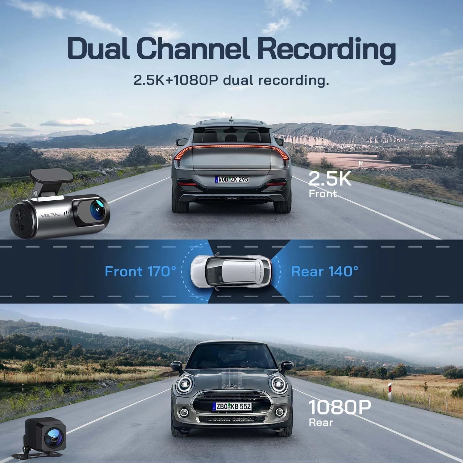 Dash Cam Front and Rear, 4K+1080P Dual Car Camera, Parking Monitor, Loop Recording - thewrightstore
