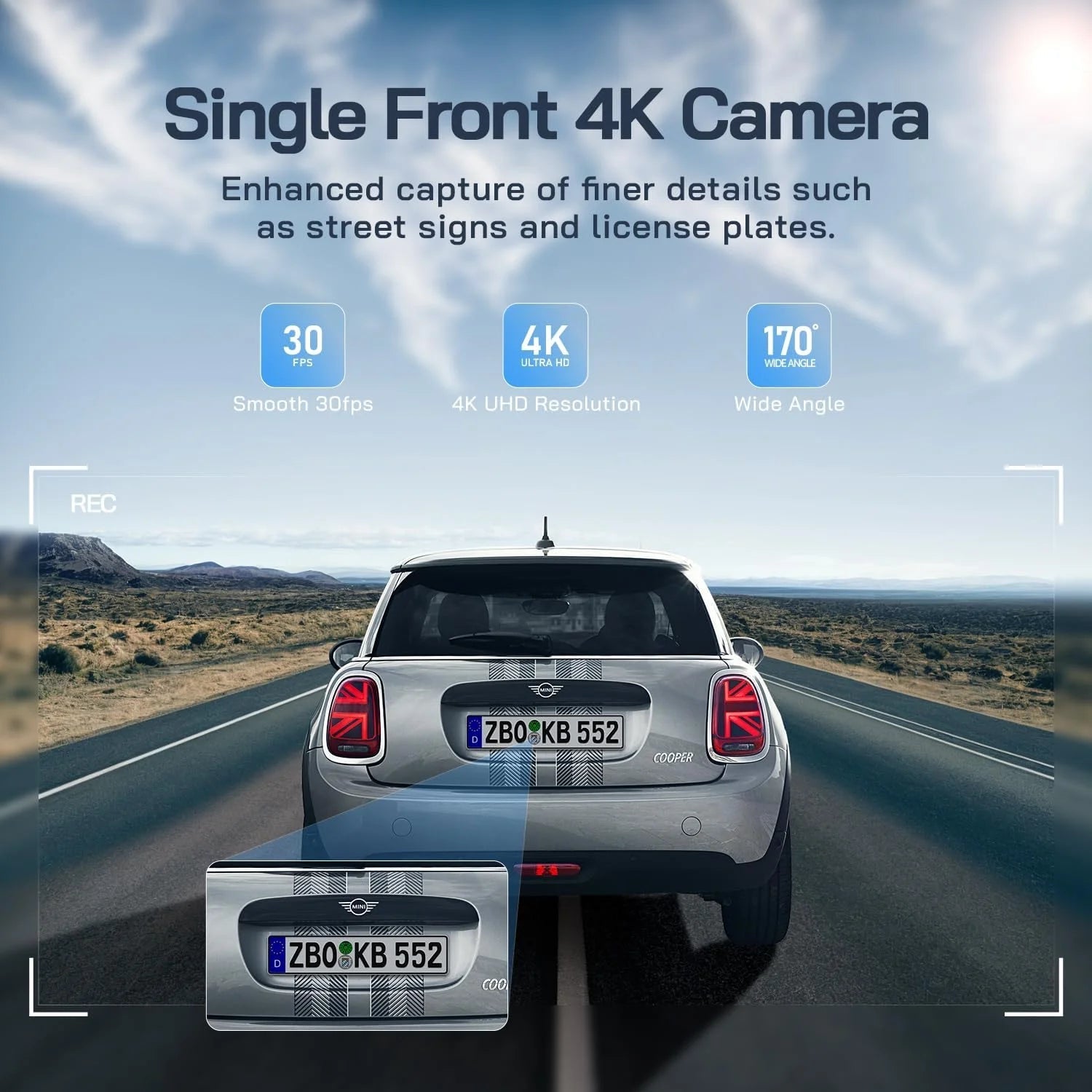 Dash Cam Front and Rear, 4K+1080P Dual Car Camera, Parking Monitor, Loop Recording - thewrightstore