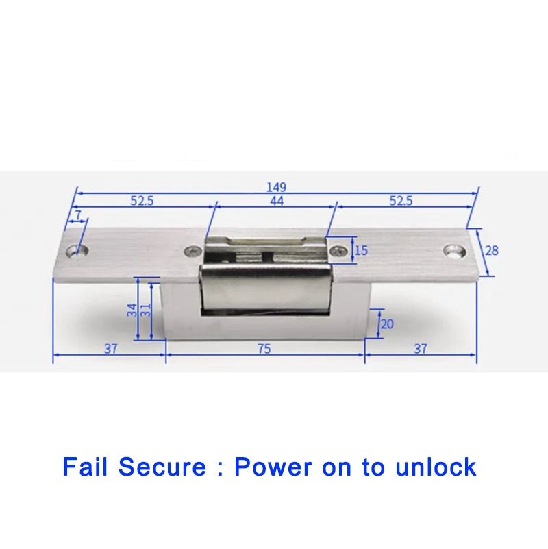 DC12V Electric Strike Lock Fail Secure or Fail Safe 400KG Holding Force 44Mm Lock Tongue for Access Control - thewrightstore