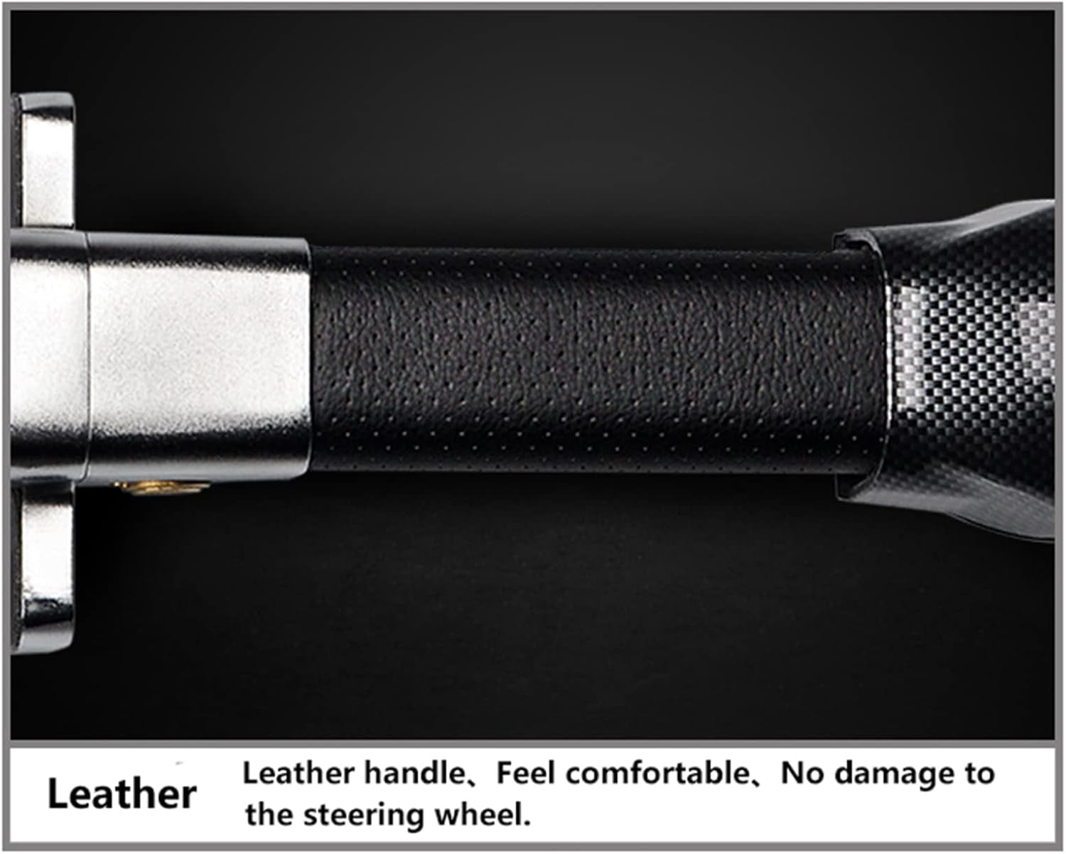 Amorin Heavy-Duty Steering Wheel Lock with Alarm and Light - Car Security Anti-Theft Device for Vehicles and SUVs in Black and Silver