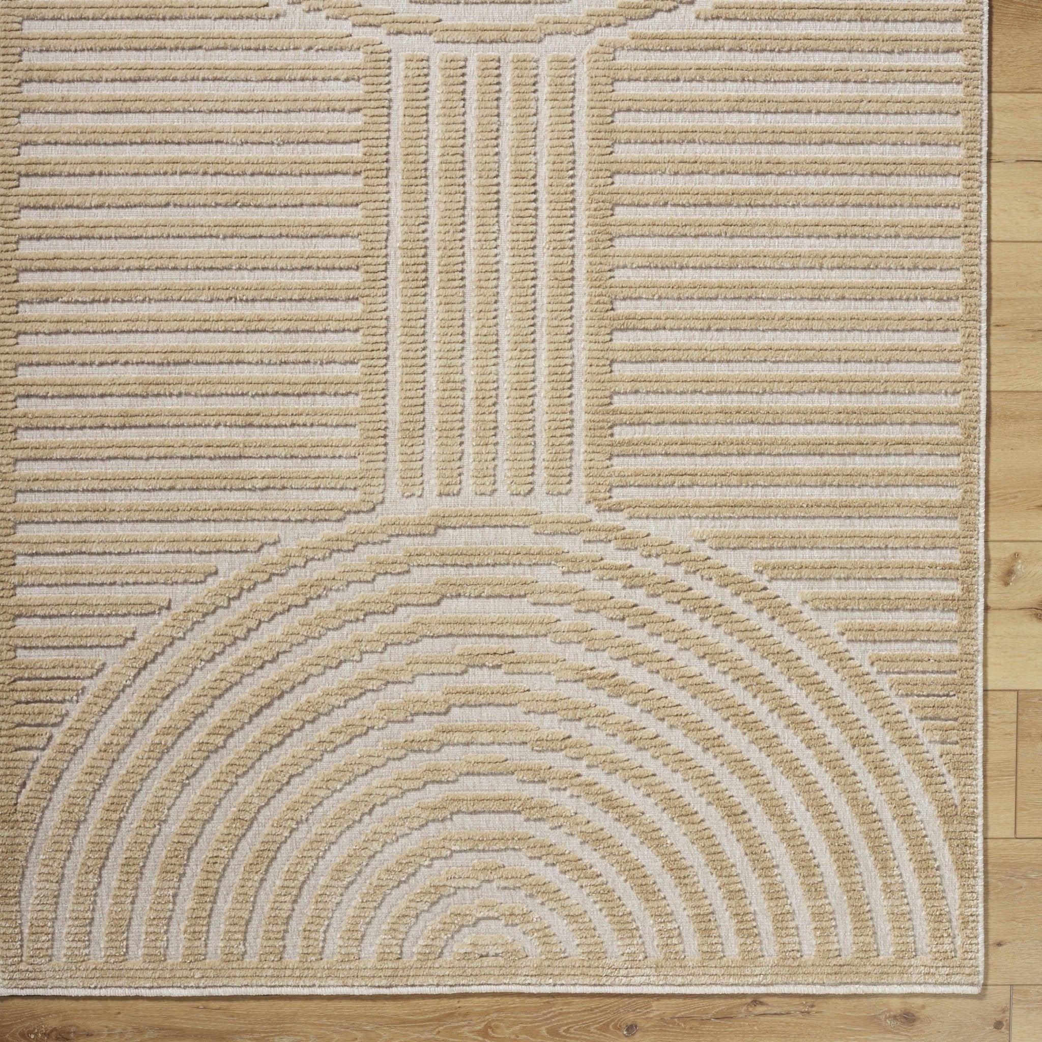 Deron Beige Washable Area Rug - thewrightstore