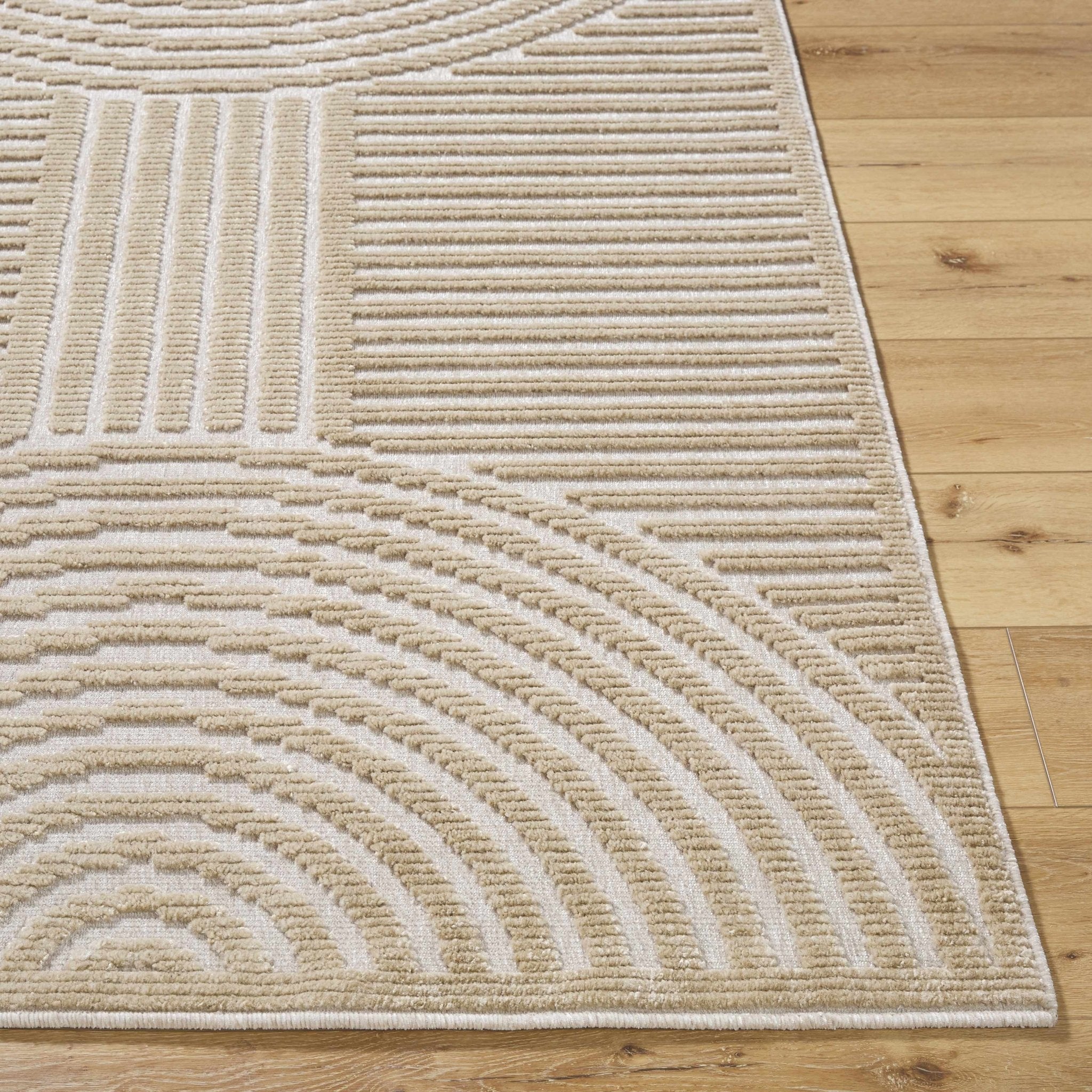 Deron Beige Washable Area Rug - thewrightstore
