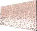 Desk Mat XXL Mouse Pad, Pink Rose Gold Leopard Print Office Supplies and Accessories Decor for Women 31.5X15.75In,Stitched.