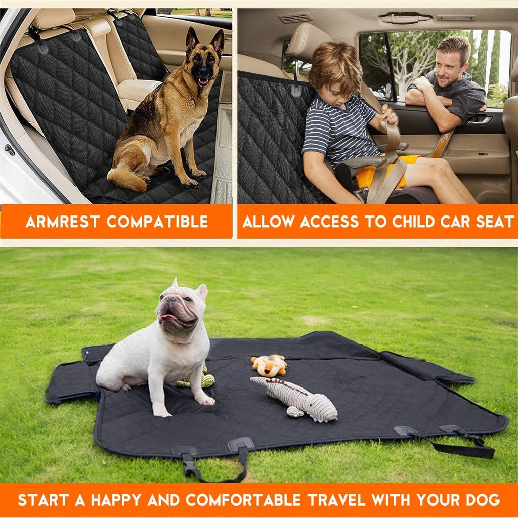 Dog Car Seat Cover, Back Seat Cover for Dogs Pet Car Seat Protector Waterproof Bench Car Seat Cover, Non - Slip Reat Seat Cover Fits Middle Armrest for Most Cars Trucks Suvs - Black - thewrightstore