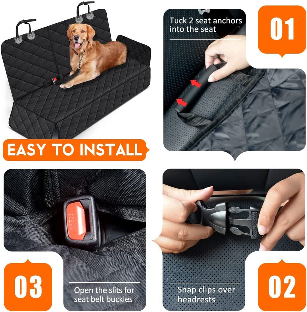 Dog Car Seat Cover, Back Seat Cover for Dogs Pet Car Seat Protector Waterproof Bench Car Seat Cover, Non - Slip Reat Seat Cover Fits Middle Armrest for Most Cars Trucks Suvs - Black - thewrightstore