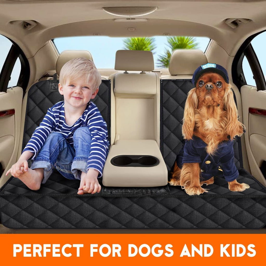 Dog Car Seat Cover, Back Seat Cover for Dogs Pet Car Seat Protector Waterproof Bench Car Seat Cover, Non - Slip Reat Seat Cover Fits Middle Armrest for Most Cars Trucks Suvs - Black - thewrightstore