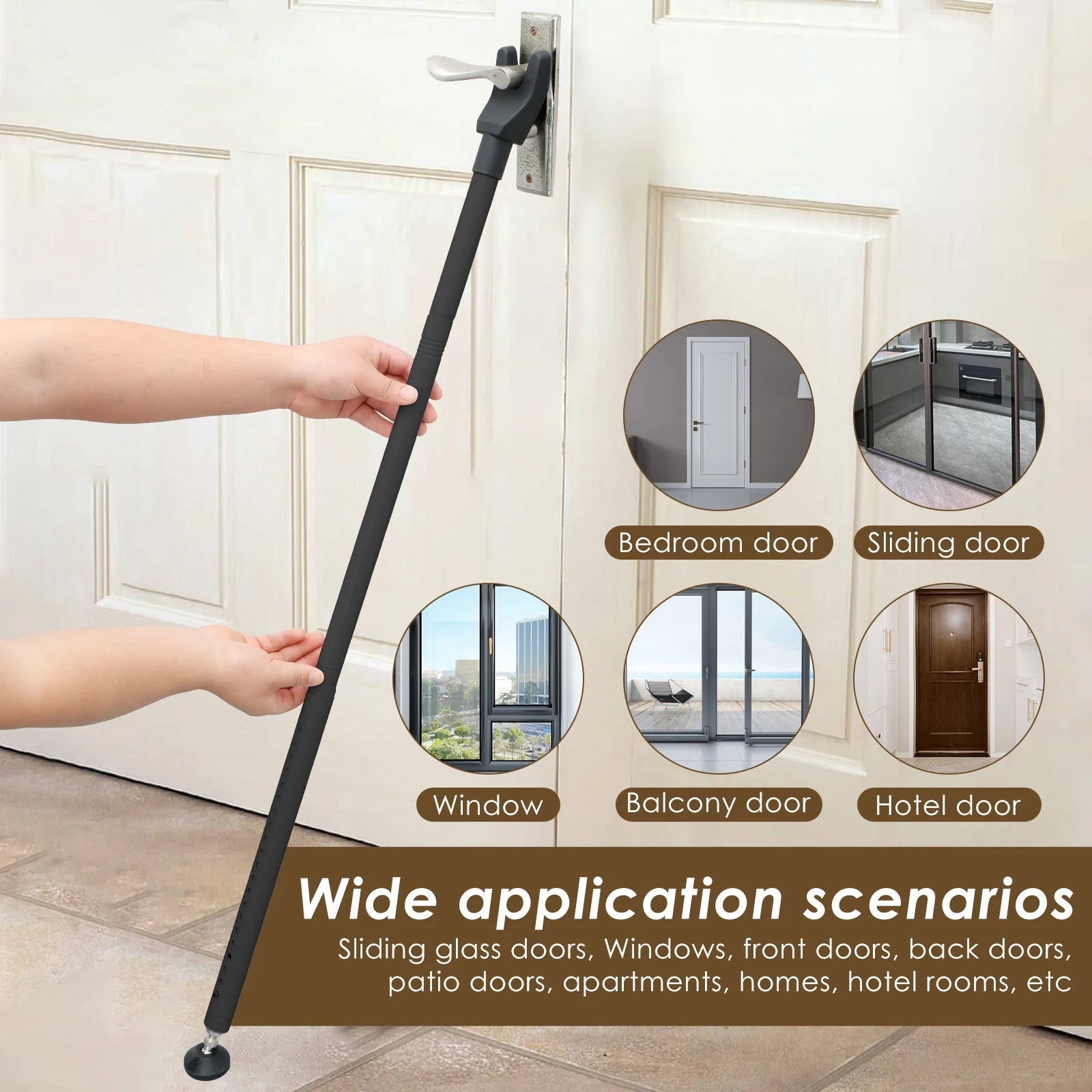 Door Security Bar 44-55 Inch Adjustable Door Security Bar Home Security Door Stopper Door Security 3 in 1 Door Jammer Security - thewrightstore