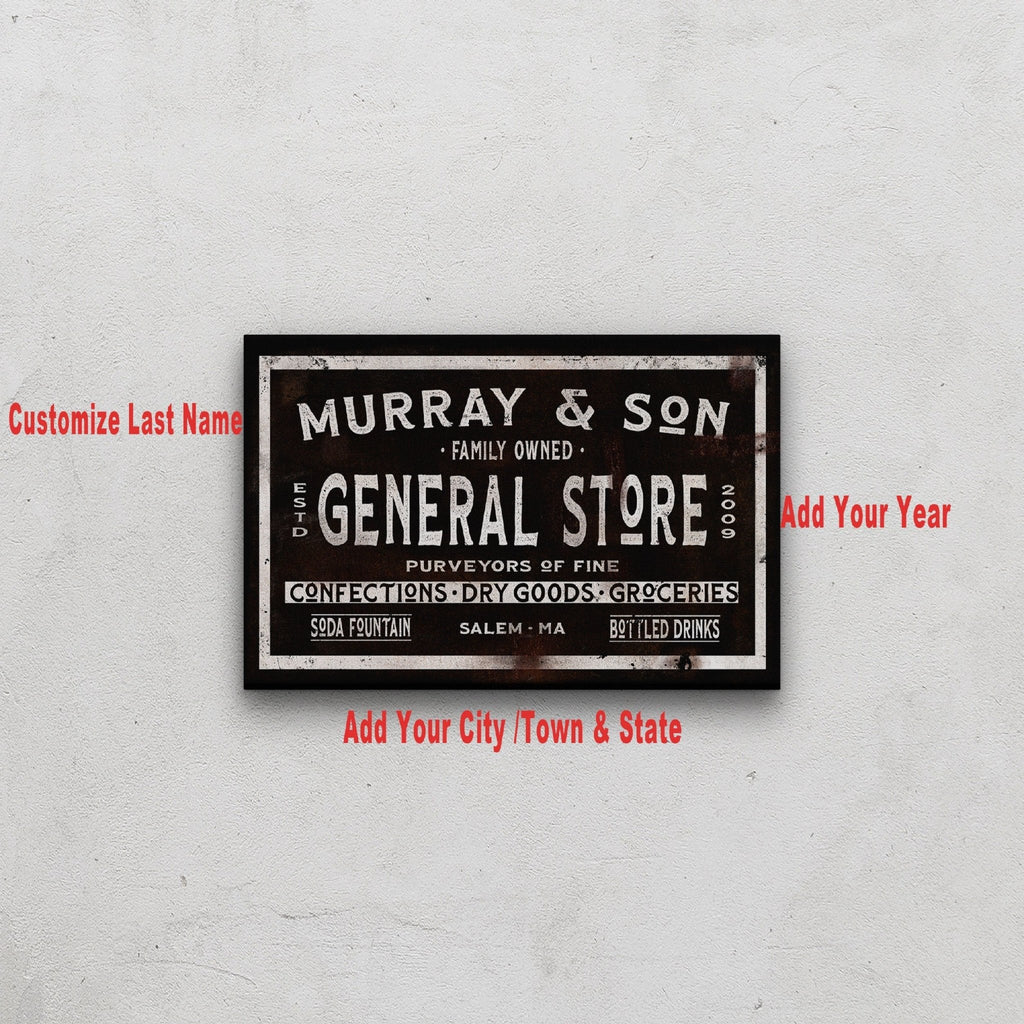 Dry Goods Sign | Personalized General Store Sign | Custom Rustic Farmhouse Sign - thewrightstore