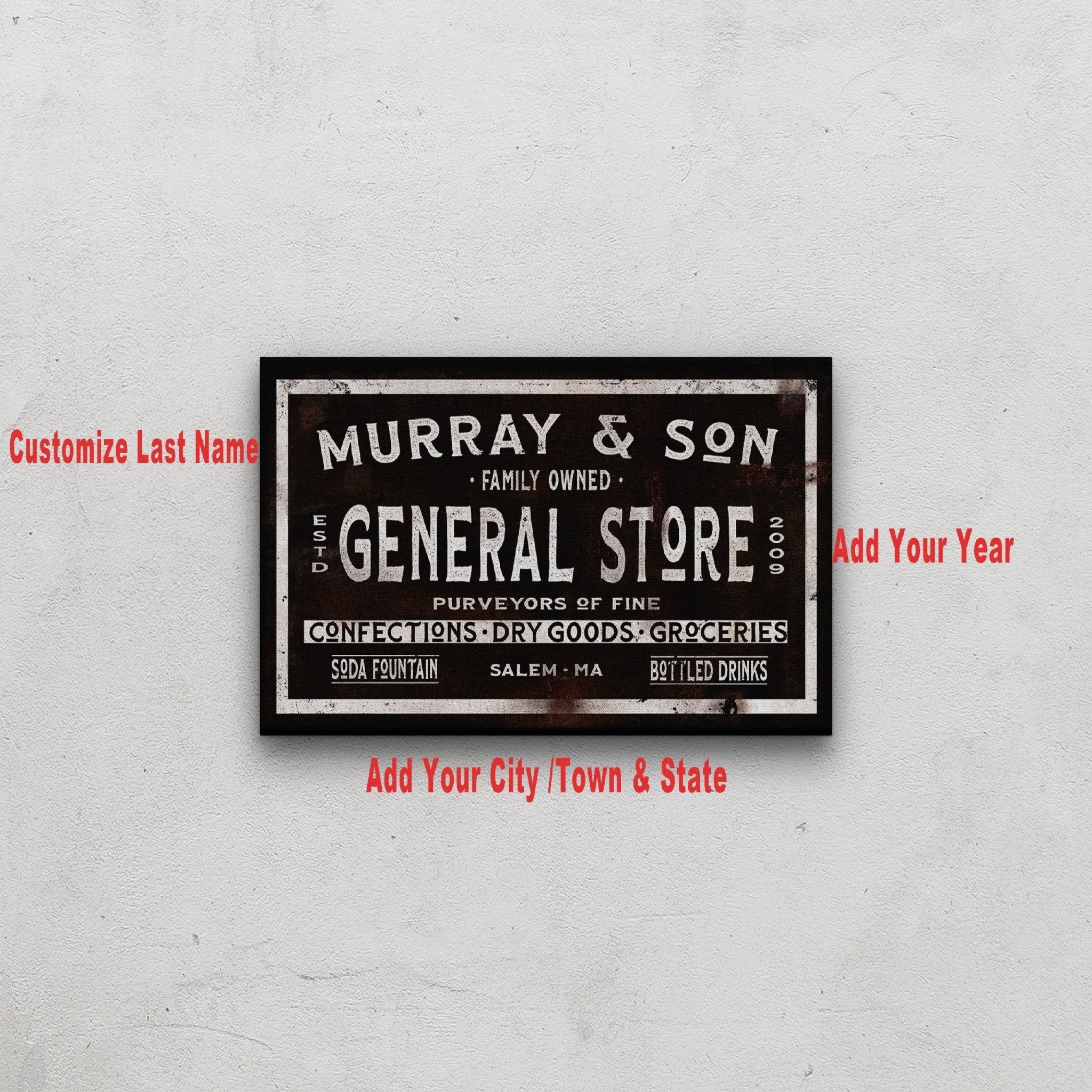 Dry Goods Sign | Personalized General Store Sign | Custom Rustic Farmhouse Sign - thewrightstore