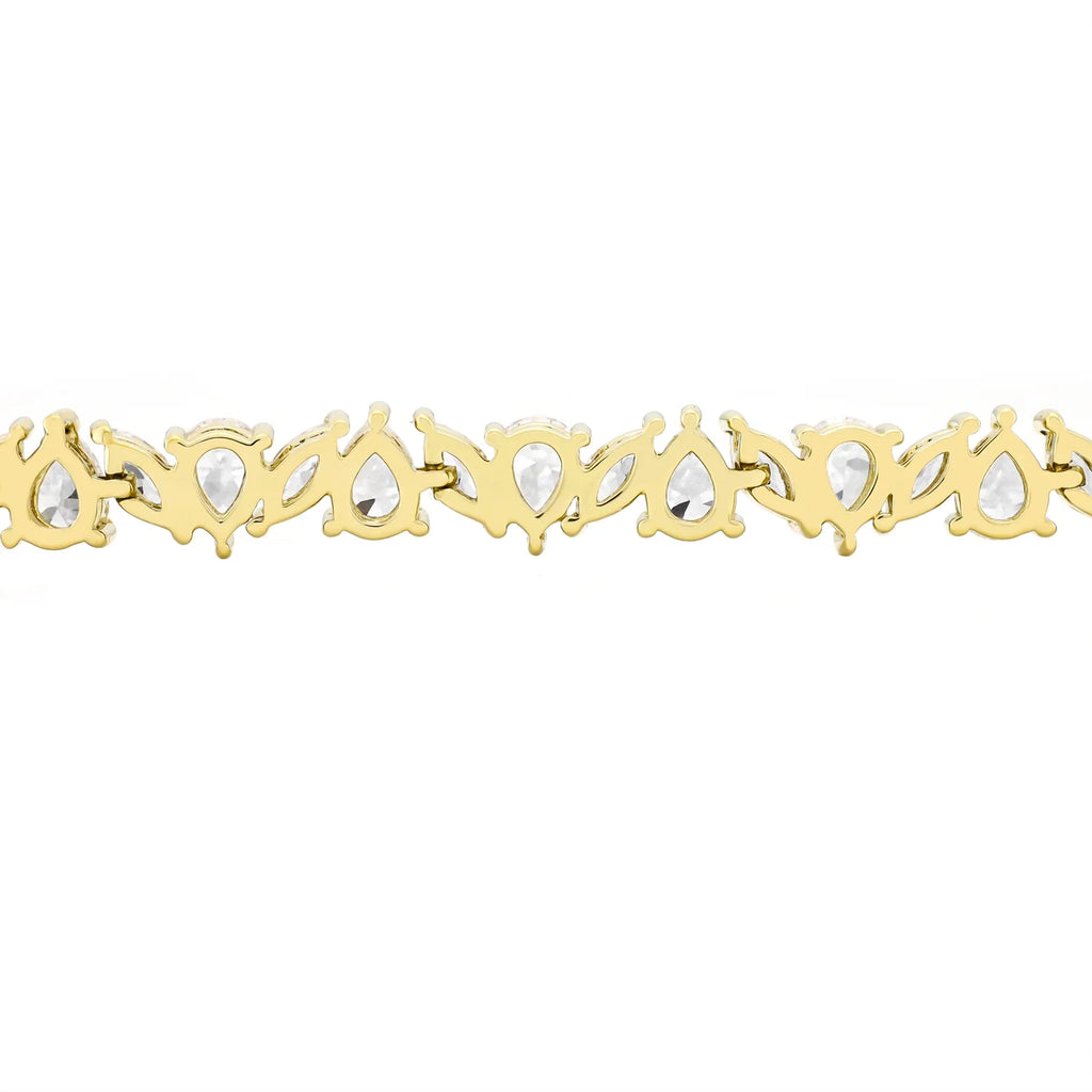 Women’S 14K Gold Plated .925 Sterling Silver Simulated Marquise and Pear White Diamond Bracelet, 7.25"