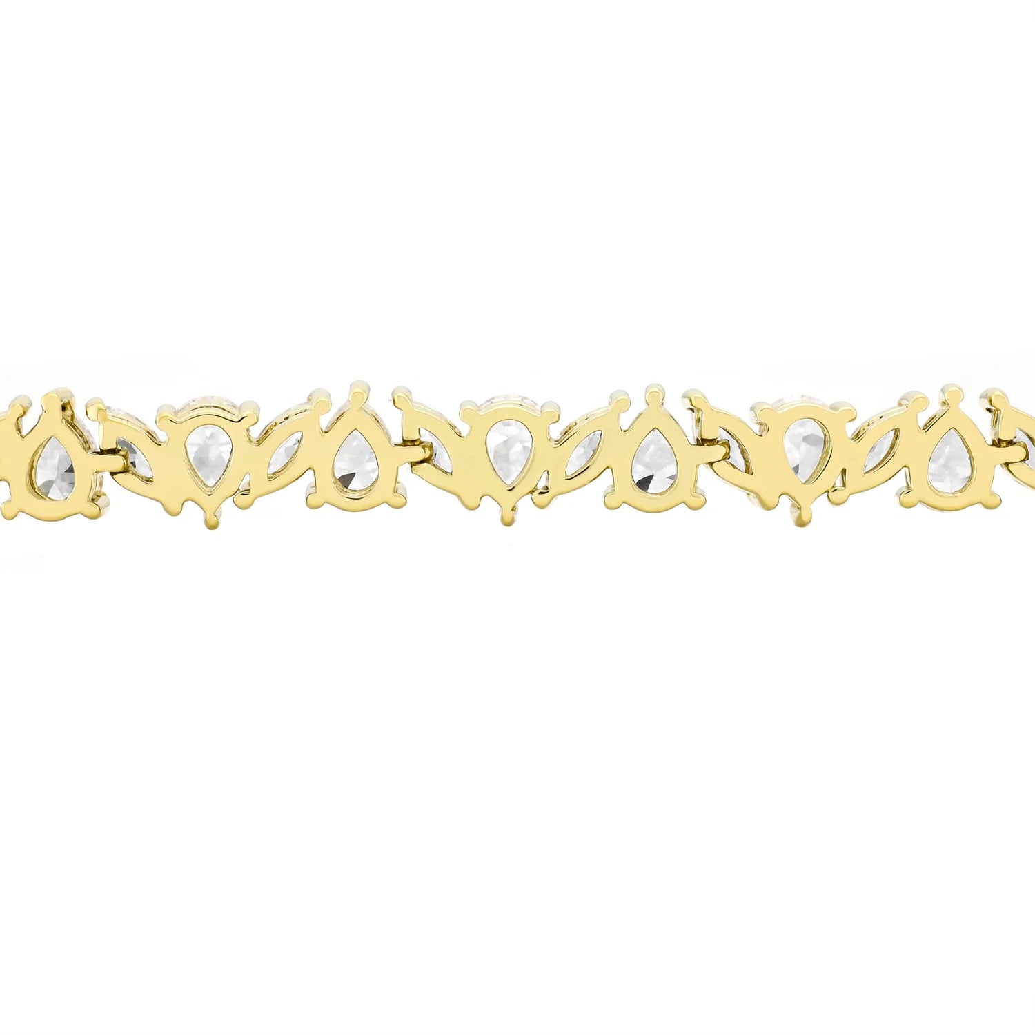 Women’S 14K Gold Plated .925 Sterling Silver Simulated Marquise and Pear White Diamond Bracelet, 7.25"