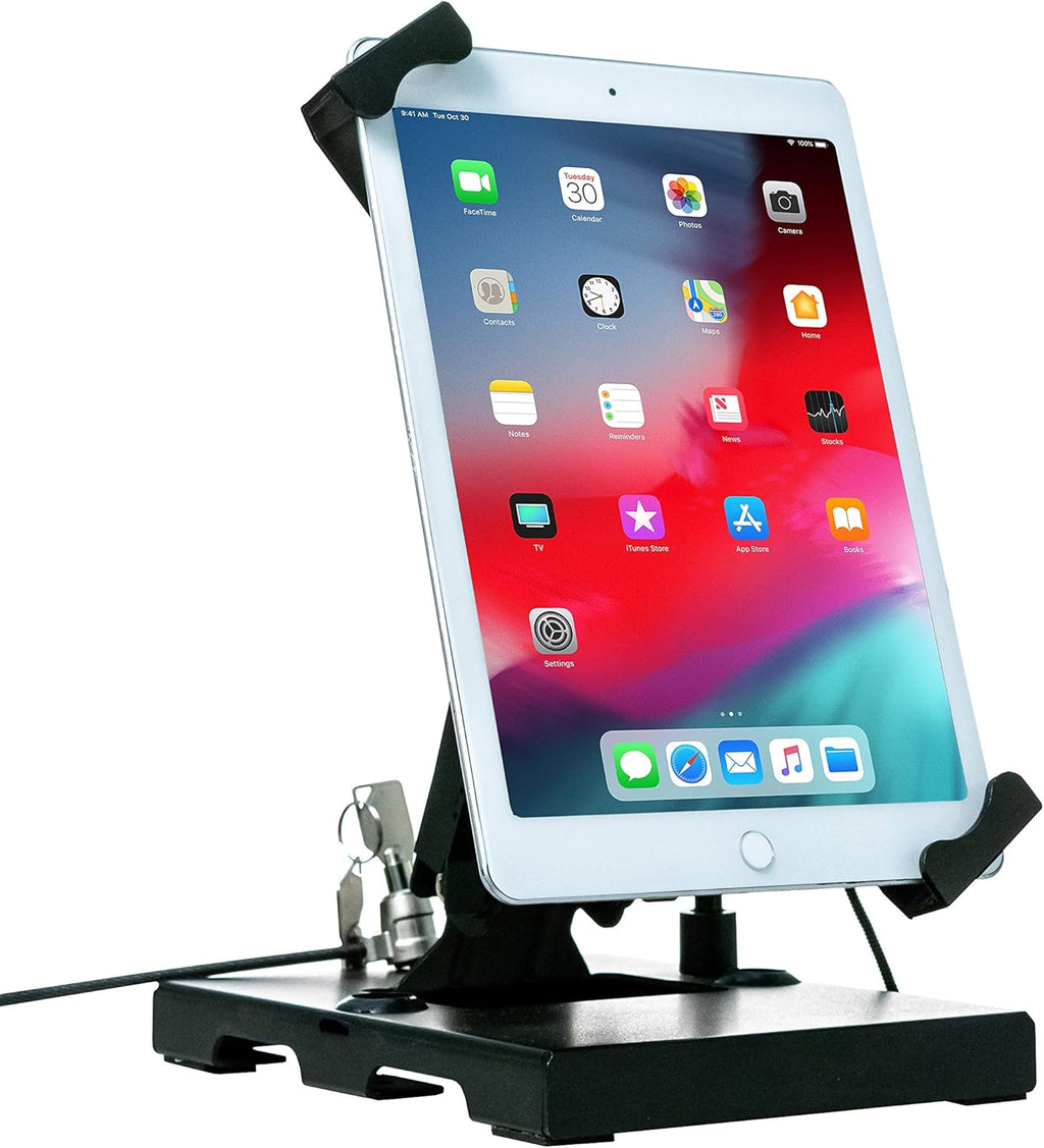 CTA Digital Flat-Folding Security Stand with Universal Locking Enclosure and Steel Cable for 7-14-Inch Tablets (Model: PAD-FTSU)