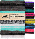 El Paso Designs Mexican Yoga Blanket - Vibrant Falsa Serape Throw for Yoga, Beach, Picnic, Saddle, or Home Décor - Soft Woven Bohemian Blanket in Cool Mint & Gray - thewrightstore