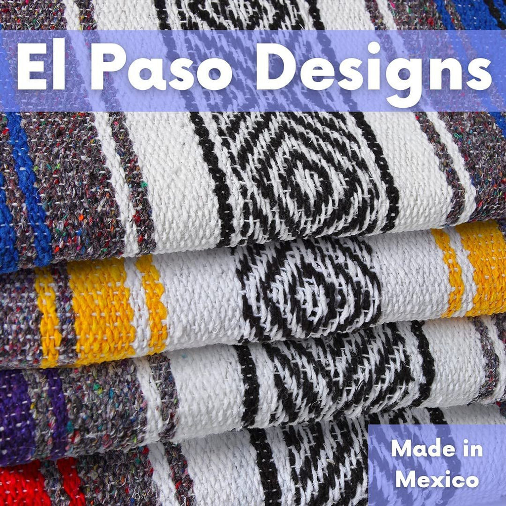 El Paso Designs Mexican Yoga Blanket - Vibrant Falsa Serape Throw for Yoga, Beach, Picnic, Saddle, or Home Décor - Soft Woven Bohemian Blanket in Cool Mint & Gray - thewrightstore