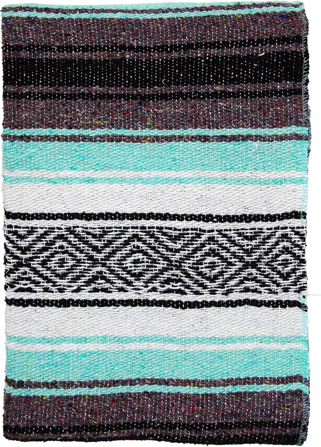 El Paso Designs Mexican Yoga Blanket - Vibrant Falsa Serape Throw for Yoga, Beach, Picnic, Saddle, or Home Décor - Soft Woven Bohemian Blanket in Cool Mint & Gray - thewrightstore