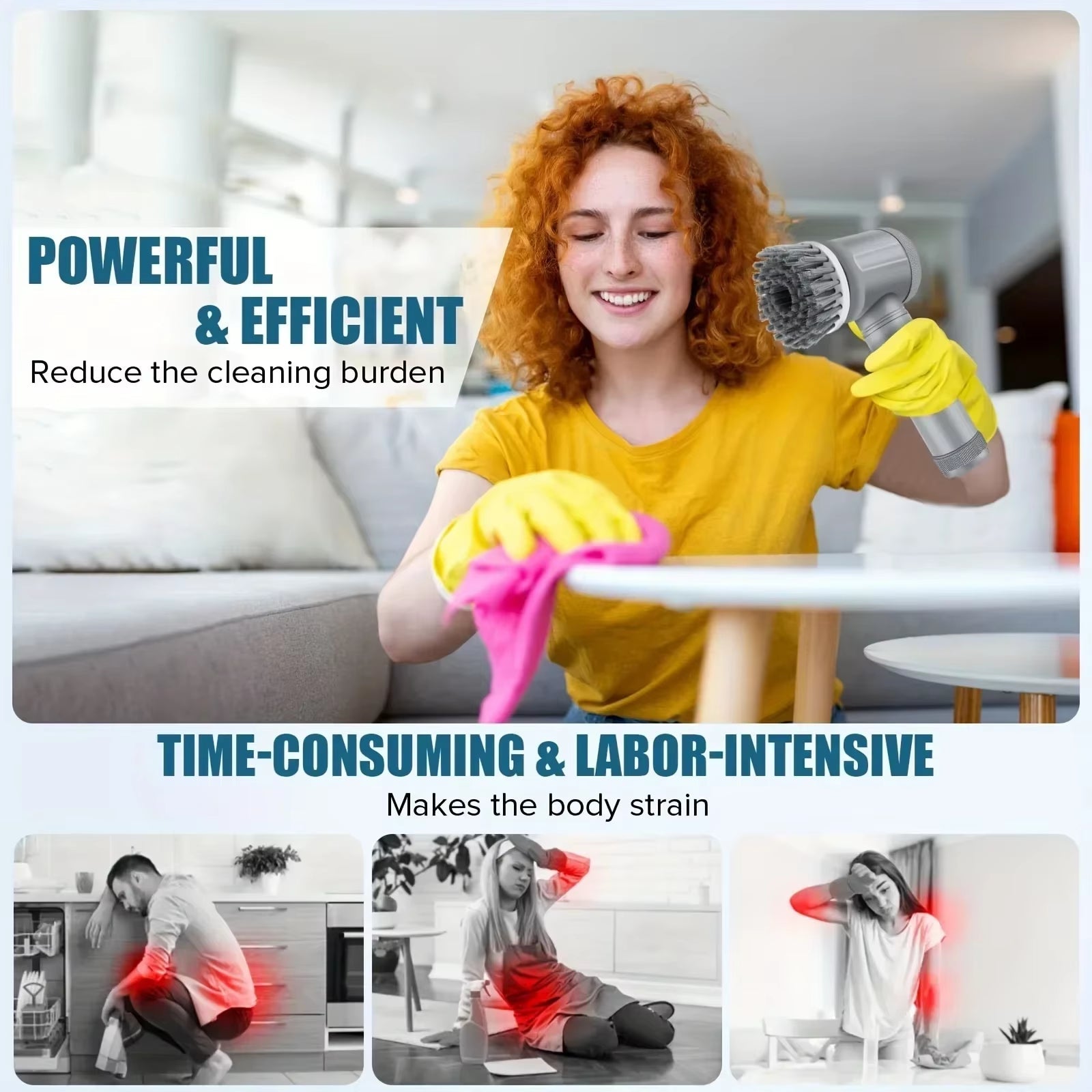 Electric Spin Scrubber Cordless Spin Scrubber with 6 Replaceable Brush Heads Electric Cleaning Brush Cleaning Tools - thewrightstore