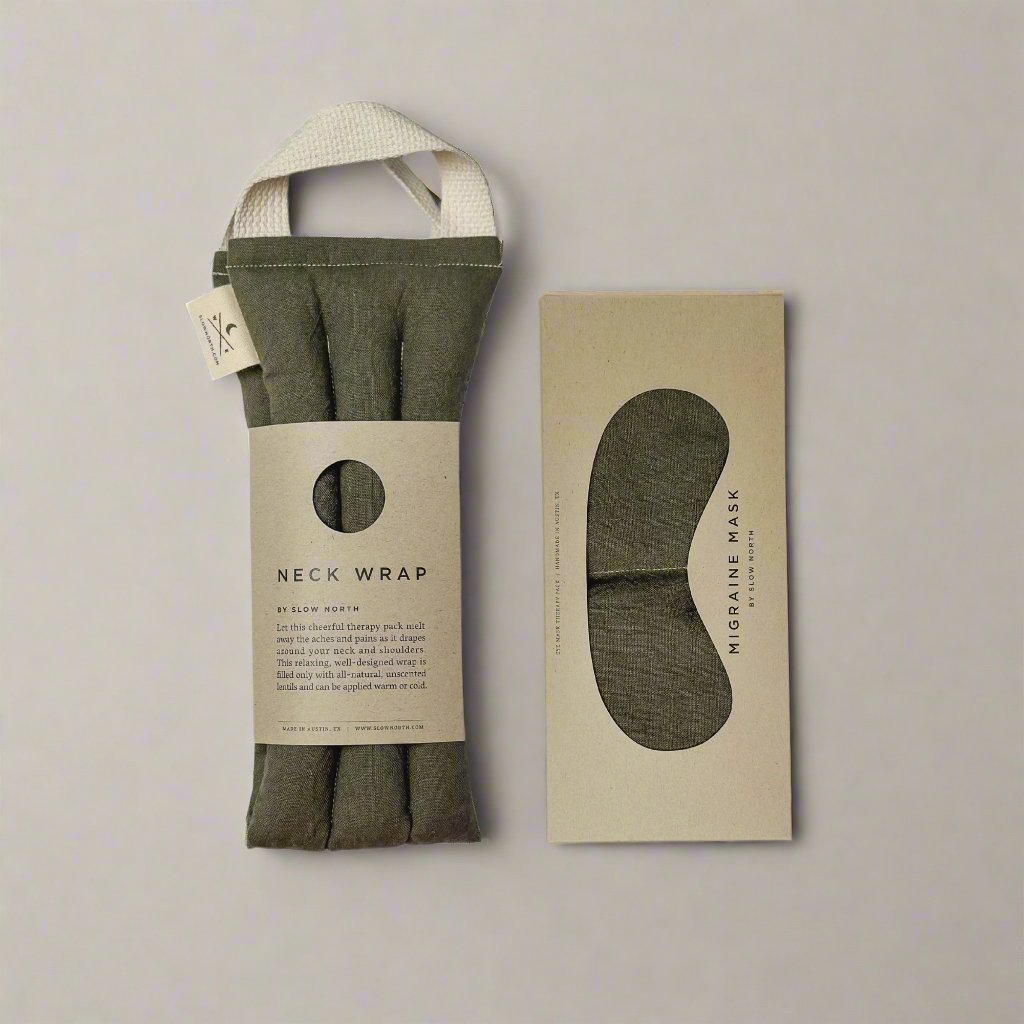 Eye Mask + Neck Wrap Bundle - Olive - thewrightstore