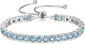 FANCIME Sterling Silver Birthstone Tennis Bracelet for Women - Adjustable Bolo Chain Fine Jewelry for Anniversaries and Birthdays - Ideal Gift for Mothers, Wives, and Loved Ones