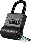 Shurlok SL-100W 4-Dial Dual Combination Lock Box - Durable Outdoor Storage and Home Improvement Solution with Side Key Access, 8.7 x 1.6 x 5.6 Inches, Black