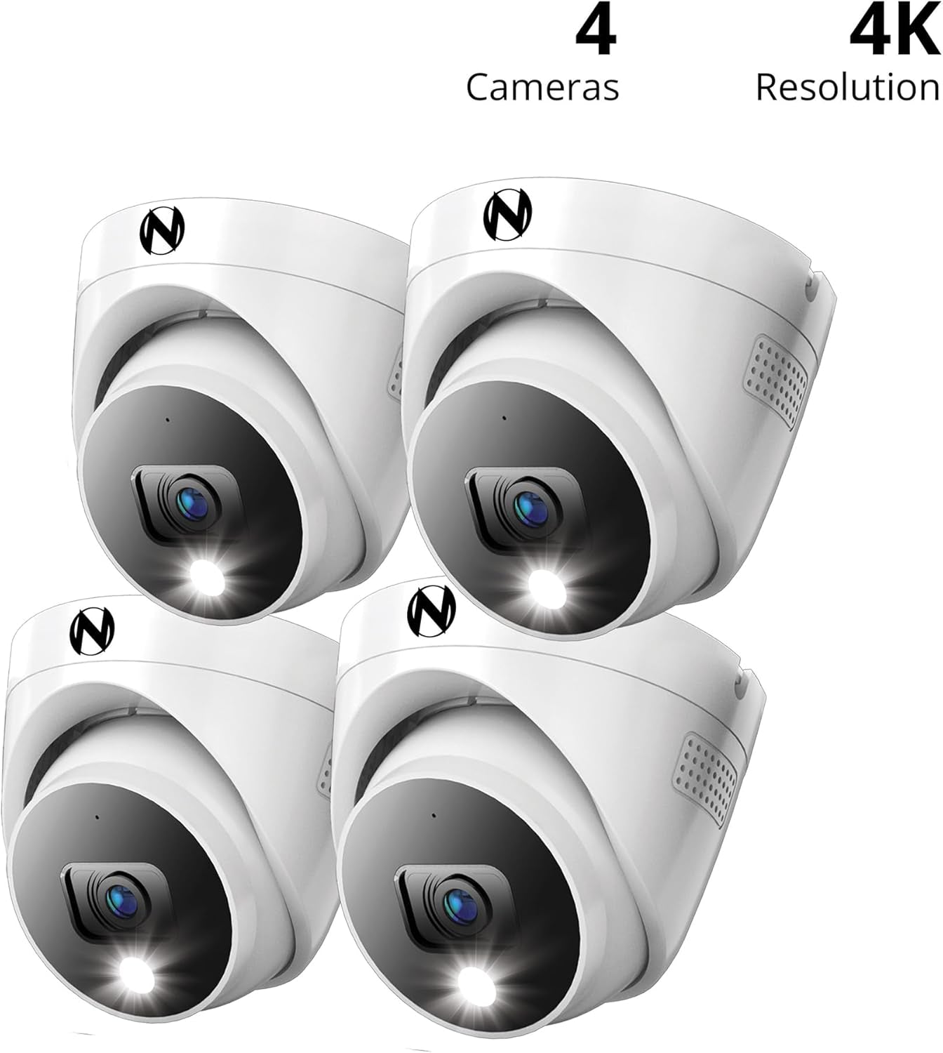 Night Owl 4-Pack Wired 4K HD Indoor/Outdoor Dome Cameras with 2-Way Audio for Enhanced Security
