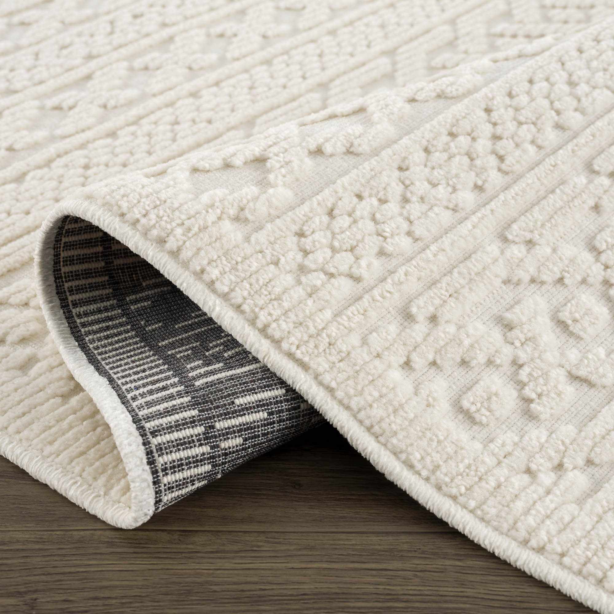 Fadey White 3D Washable Rug - thewrightstore