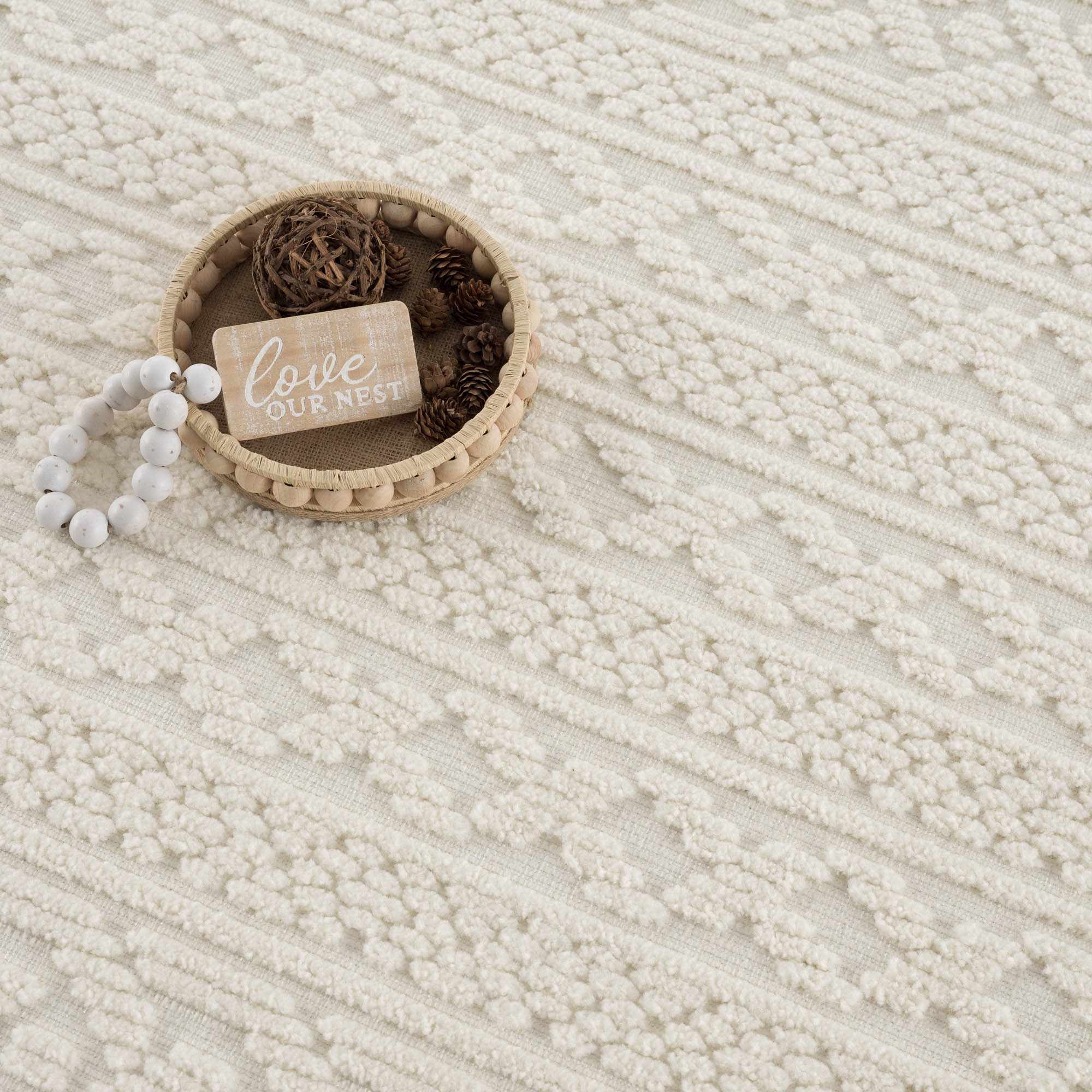 Fadey White 3D Washable Rug - thewrightstore