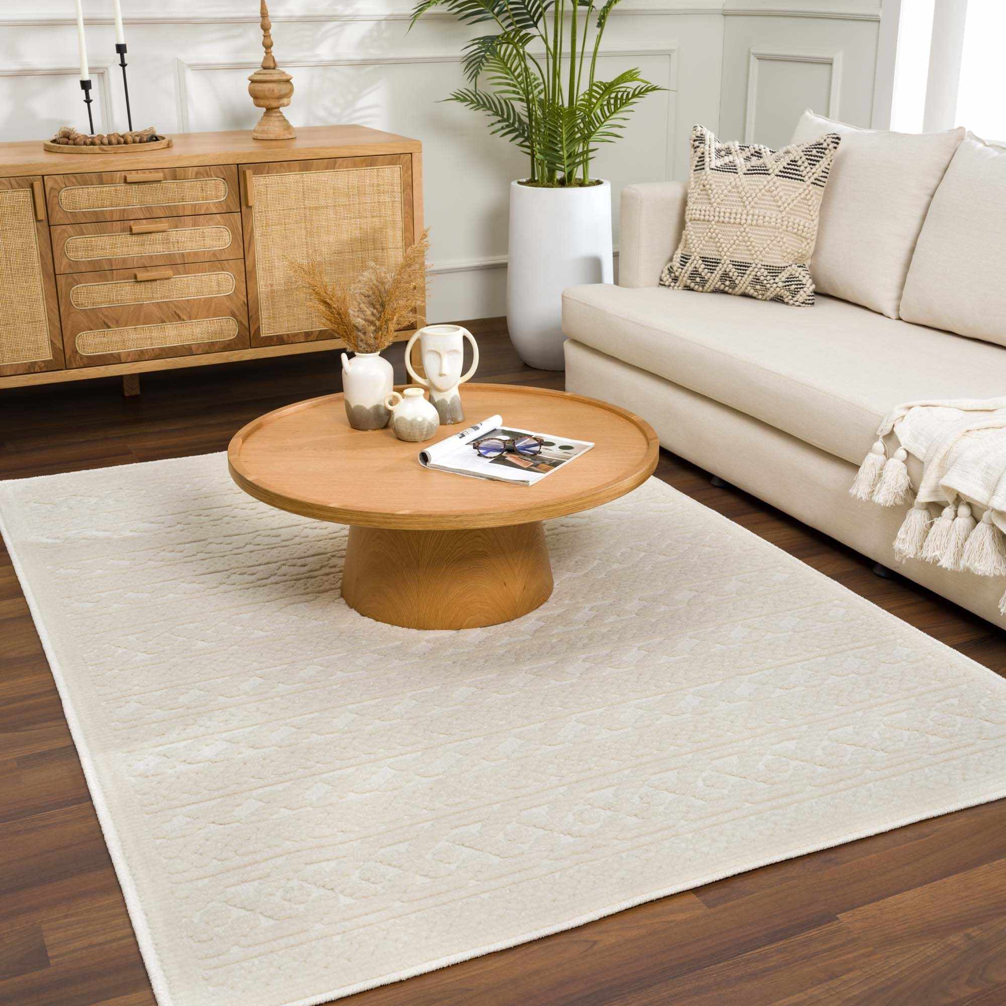 Fadey White 3D Washable Rug - thewrightstore