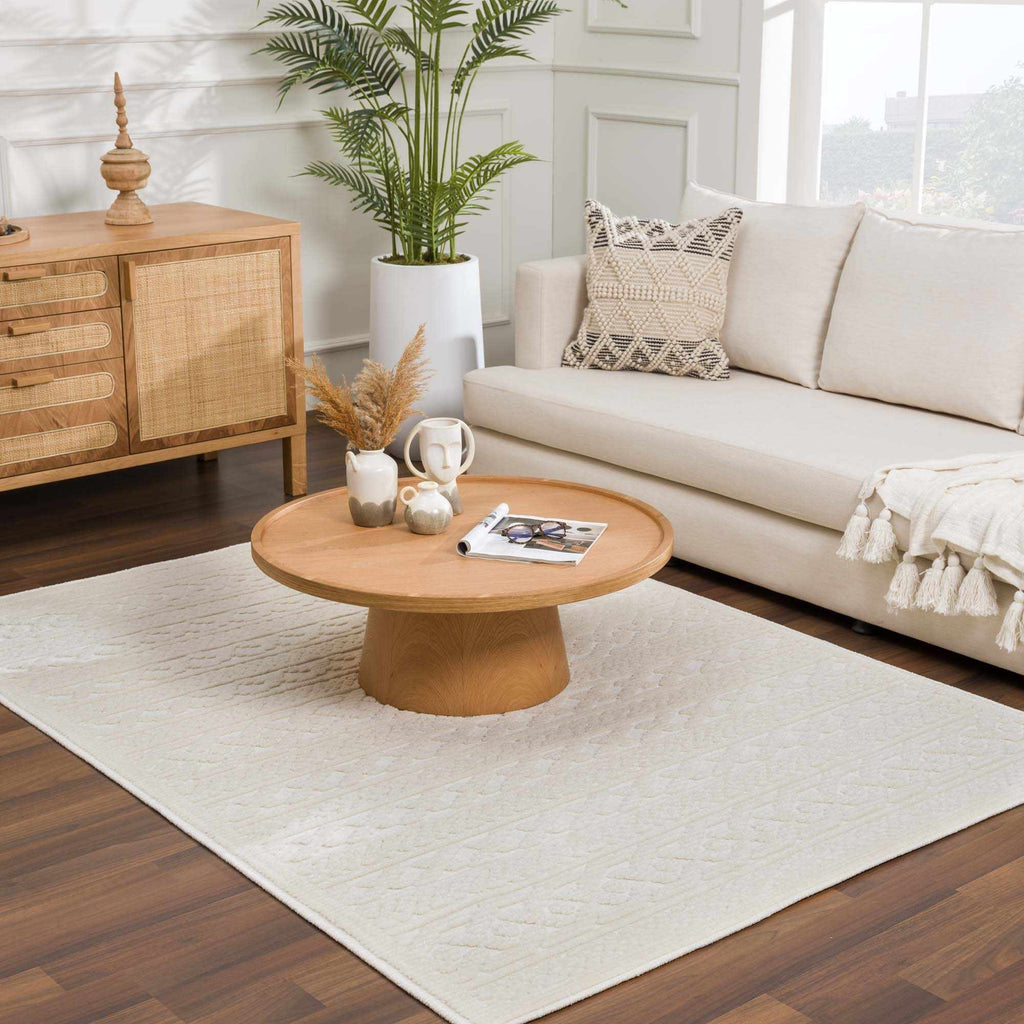 Fadey White 3D Washable Rug - thewrightstore
