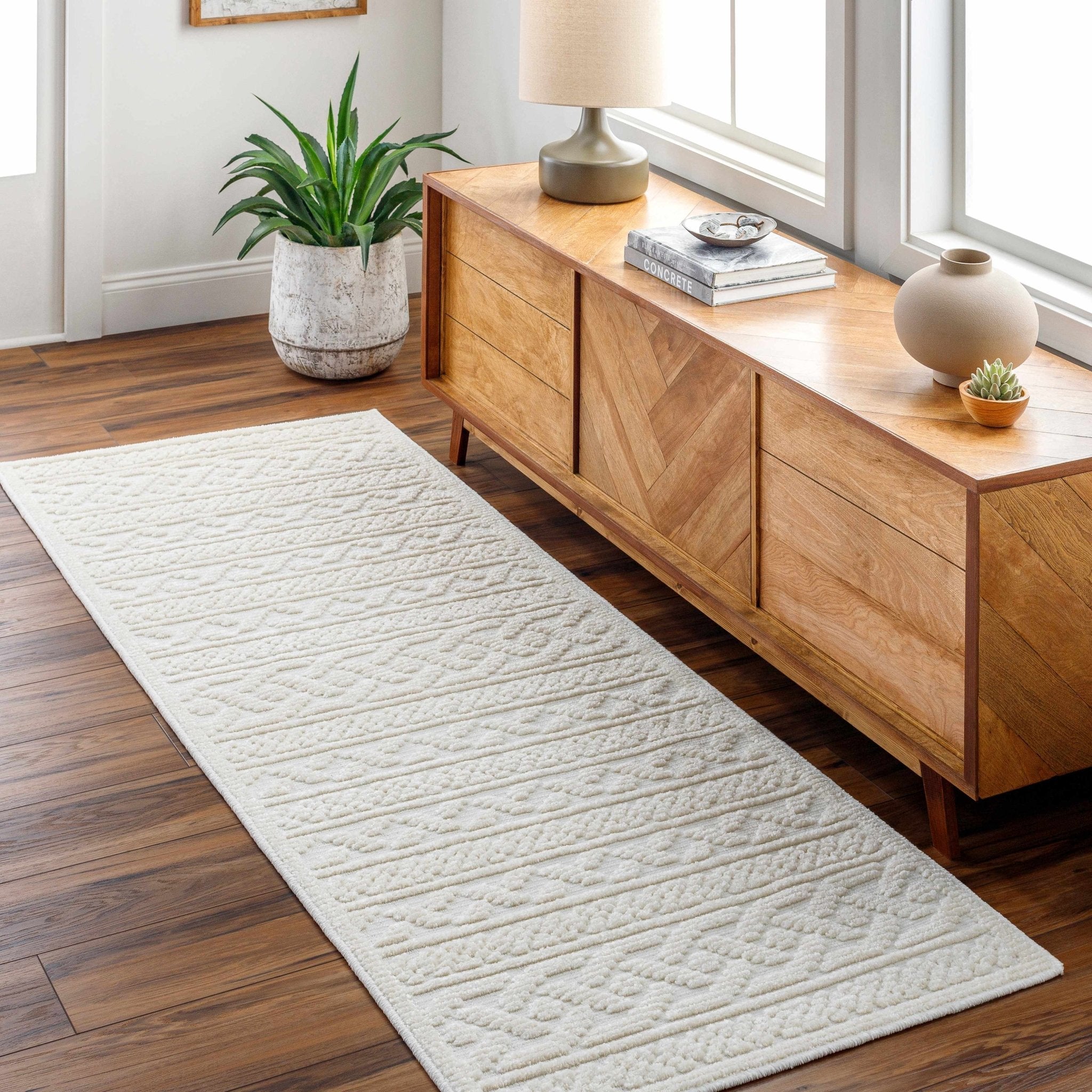 Fadey White 3D Washable Rug - thewrightstore