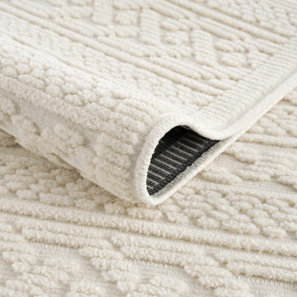 Fadey White 3D Washable Rug - thewrightstore