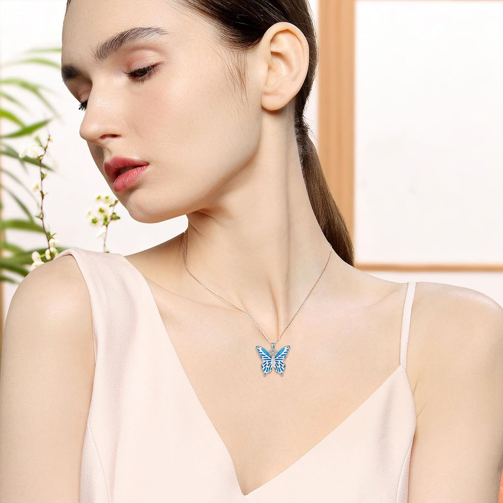 925 Sterling Silver Animal Necklace Collection - Hammerhead Shark, Phoenix, Goat, Butterfly, Cow, Manta Ray, Red Panda, Hummingbird, Schnauzer - Elegant Jewelry Gifts for Women