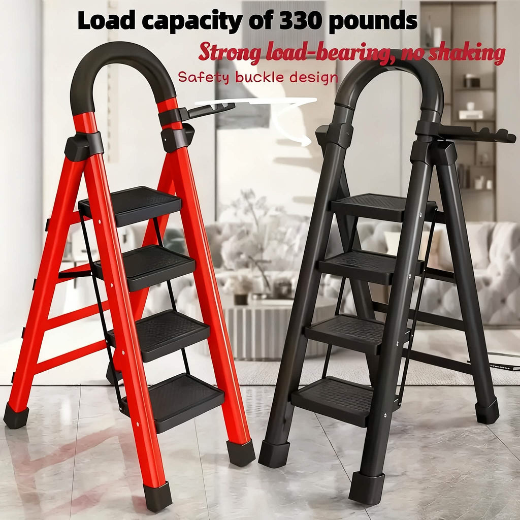 Folding 3/4 - Step Ladder – Portable Steel Step Stool, Anti - Slip - thewrightstore