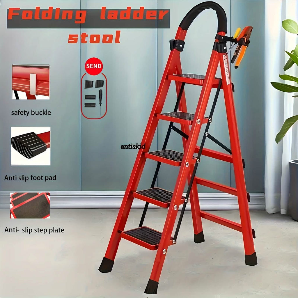 Folding 3/4 - Step Ladder – Portable Steel Step Stool, Anti - Slip - thewrightstore
