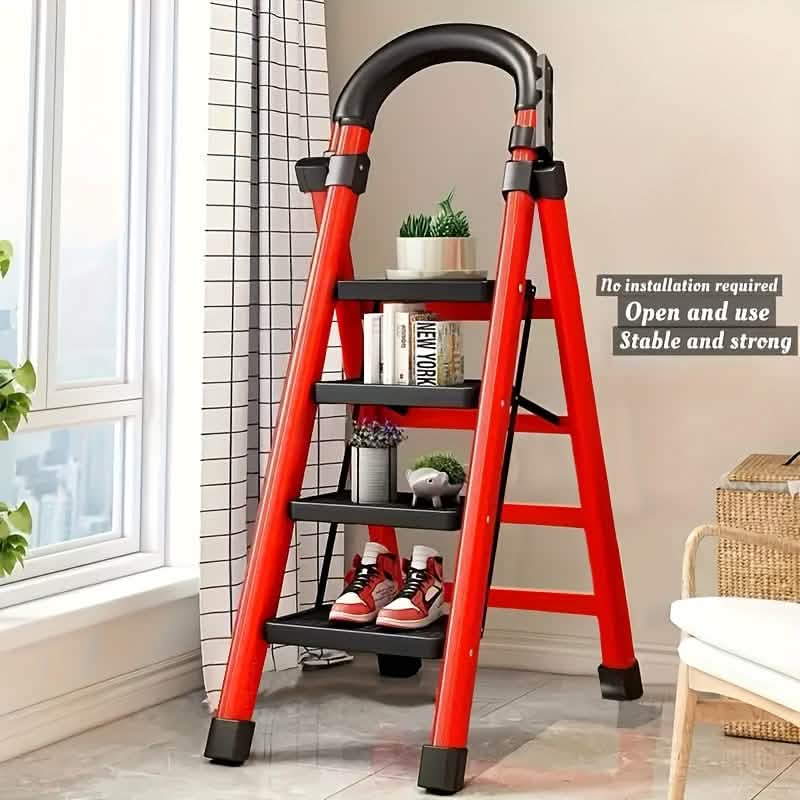 Folding 3/4 - Step Ladder – Portable Steel Step Stool, Anti - Slip - thewrightstore
