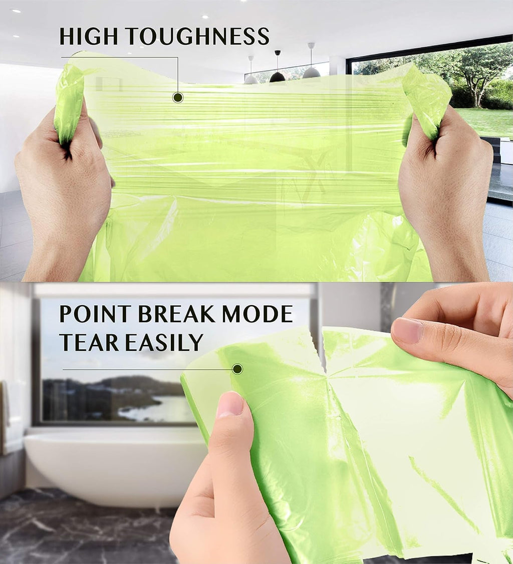 FORID Compostable 13 Gallon Tall Kitchen Trash Bags - 80 Count Unscented Waste Can Liners for Home, Bathroom, Bedroom, and Office (55 Liter, 5 Rolls, Green) - thewrightstore
