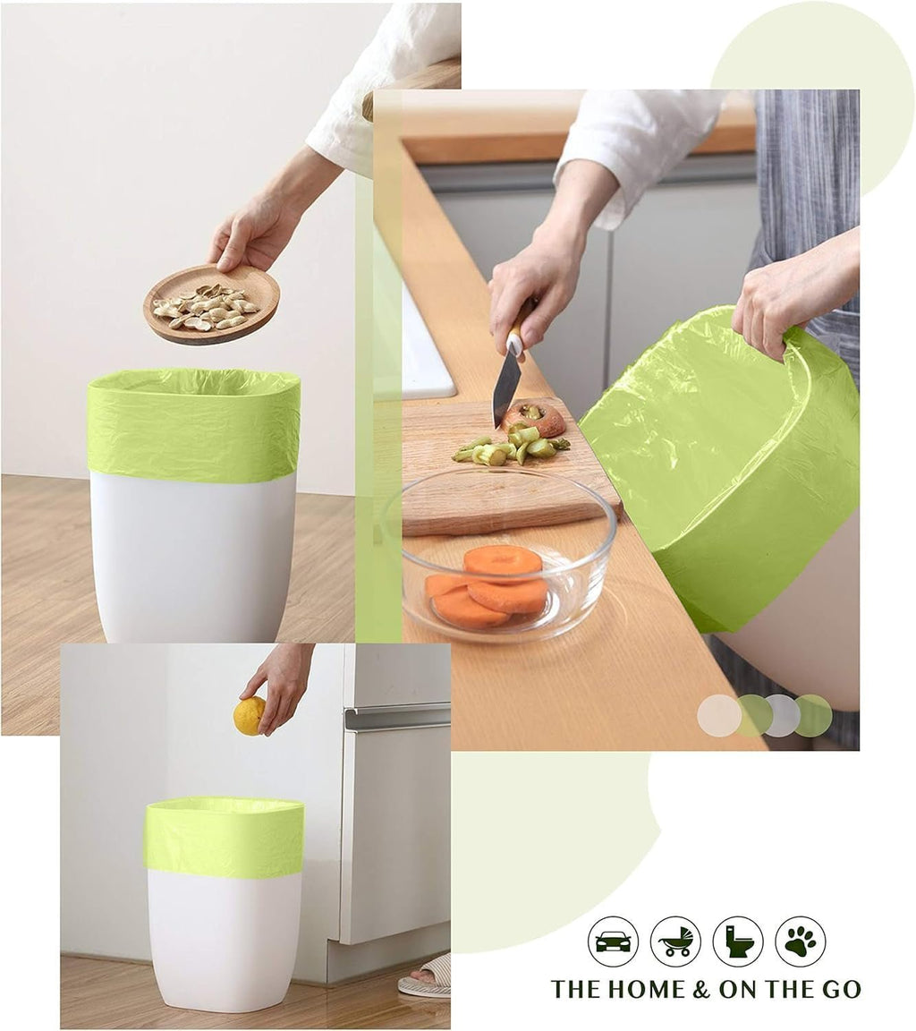 FORID Compostable 13 Gallon Tall Kitchen Trash Bags - 80 Count Unscented Waste Can Liners for Home, Bathroom, Bedroom, and Office (55 Liter, 5 Rolls, Green) - thewrightstore