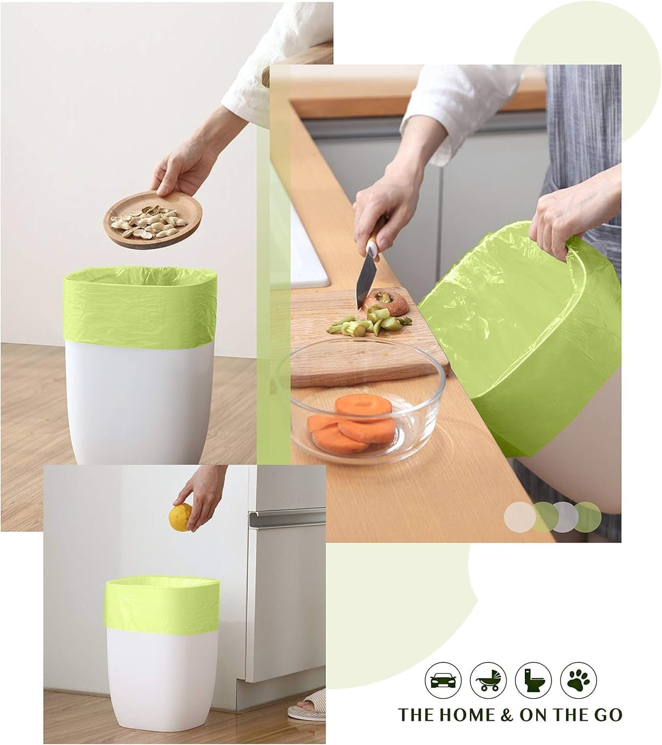 FORID Compostable 13 Gallon Tall Kitchen Trash Bags - 80 Count Unscented Waste Can Liners for Home, Bathroom, Bedroom, and Office (55 Liter, 5 Rolls, Green) - thewrightstore