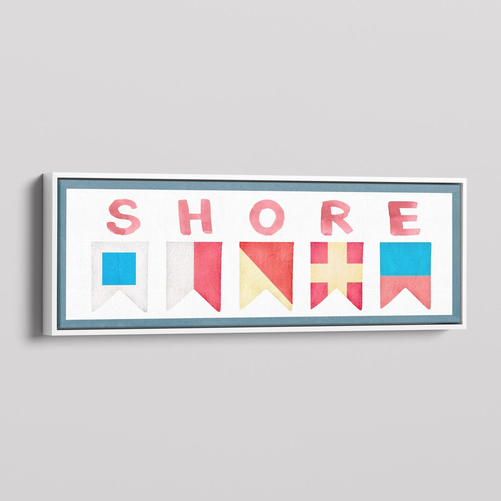 Framed Shore House Sign - Nautical Flag Canvas Coastal Wall Decor - thewrightstore