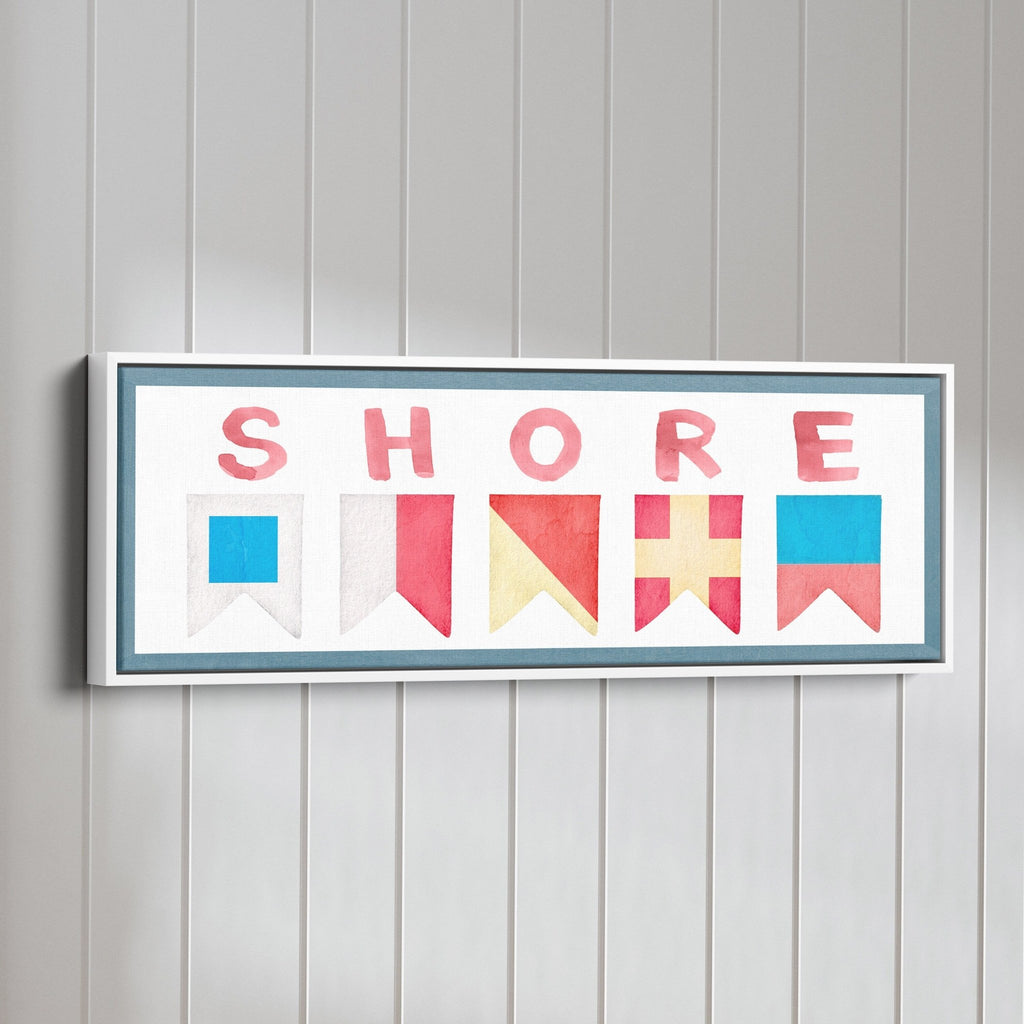 Framed Shore House Sign - Nautical Flag Canvas Coastal Wall Decor - thewrightstore