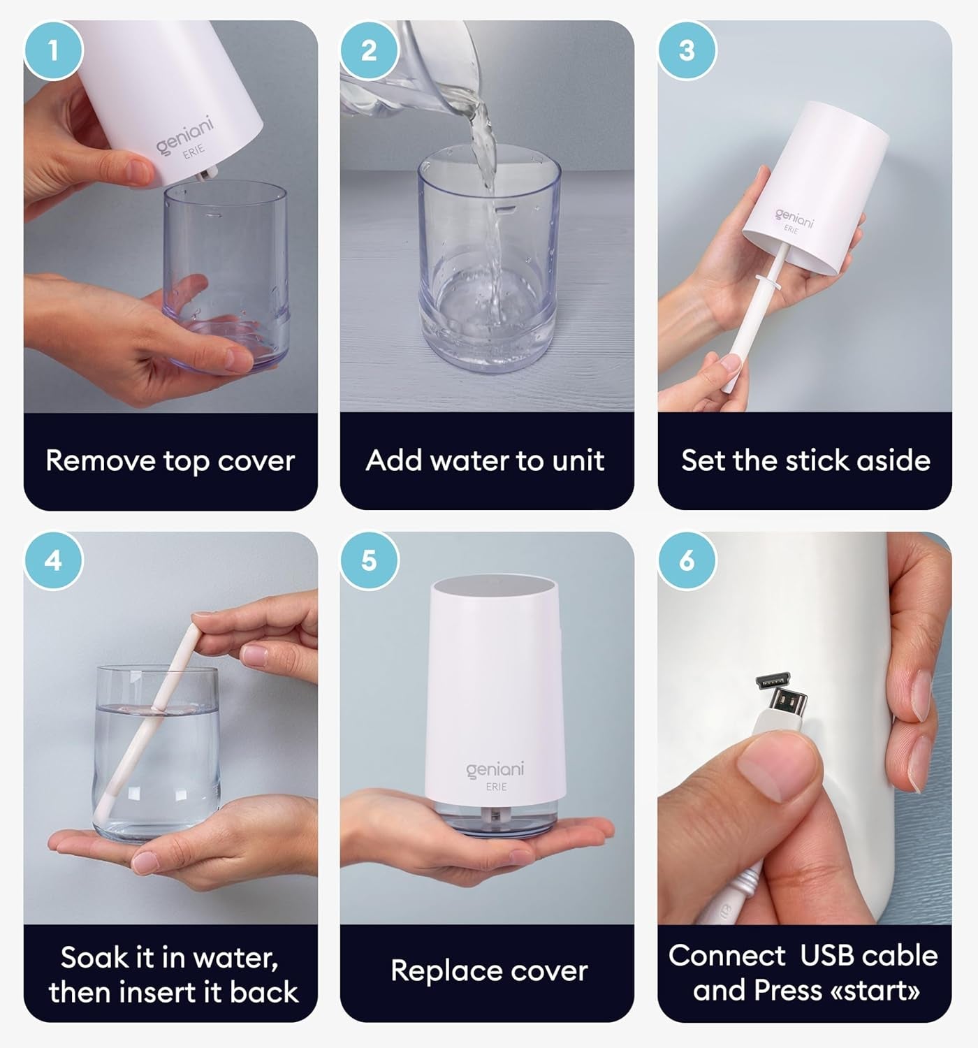 Geniani Ultrasonic Portable Cool Mist Humidifier for Bedroom and Office - 250ML Easy - to - Clean Water Tank with Auto Shut - Off Feature - thewrightstore