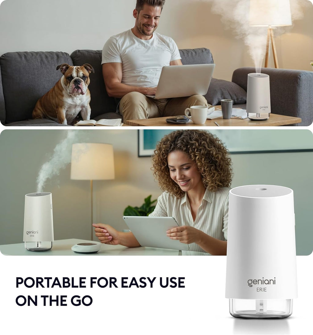 Geniani Ultrasonic Portable Cool Mist Humidifier for Bedroom and Office - 250ML Easy - to - Clean Water Tank with Auto Shut - Off Feature - thewrightstore