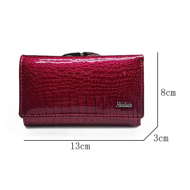 Genuine Leather Wallets for Women Luxury Designer Wallet Ladies Purses Shiny 2022 Fashion Handbag Female Serpentine Clutch Bag - thewrightstore