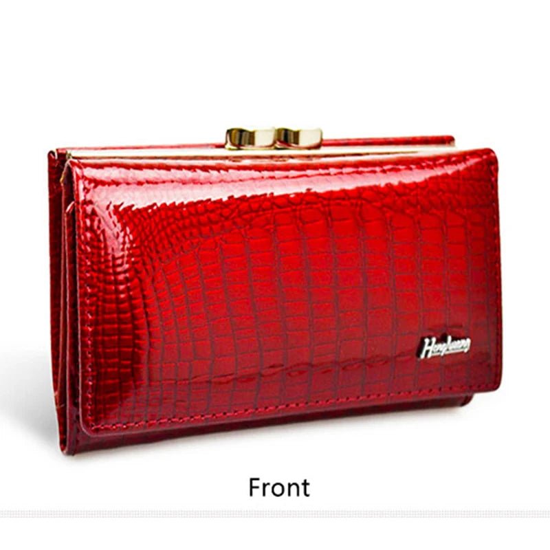 Genuine Leather Wallets for Women Luxury Designer Wallet Ladies Purses Shiny 2022 Fashion Handbag Female Serpentine Clutch Bag - thewrightstore