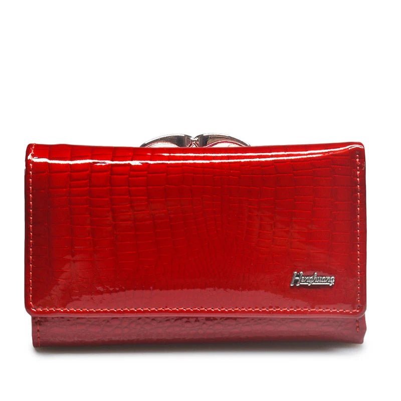 Genuine Leather Wallets for Women Luxury Designer Wallet Ladies Purses Shiny 2022 Fashion Handbag Female Serpentine Clutch Bag - thewrightstore