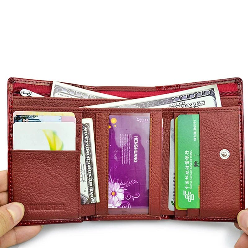 Genuine Leather Wallets for Women Luxury Designer Wallet Ladies Purses Shiny 2022 Fashion Handbag Female Serpentine Clutch Bag - thewrightstore