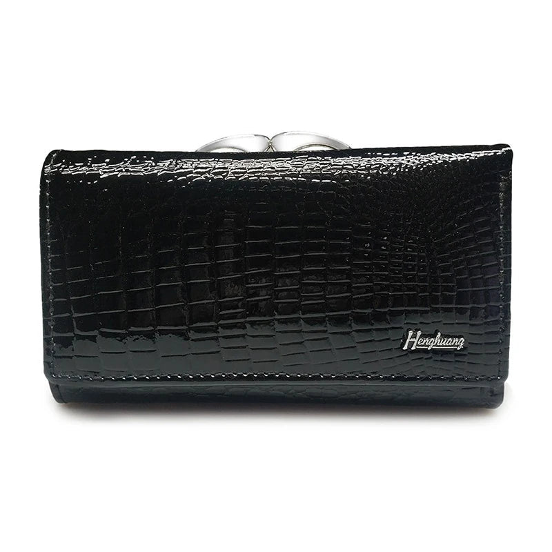 Genuine Leather Wallets for Women Luxury Designer Wallet Ladies Purses Shiny 2022 Fashion Handbag Female Serpentine Clutch Bag - thewrightstore