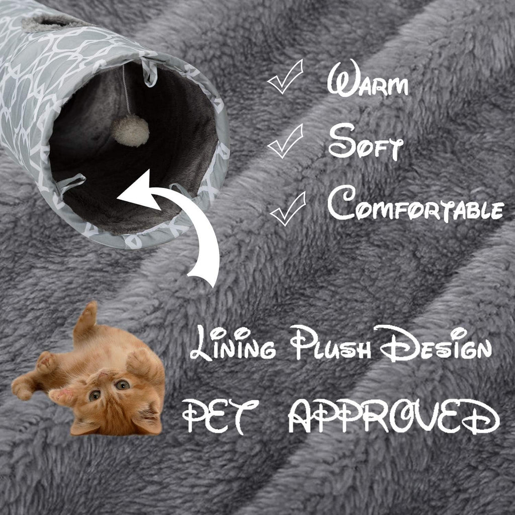 Geometric Collapsible Cat Tunnel with Plush Interior and Interactive Balls for Kittens, Rabbits, Ferrets, and Puppies - 9.8 Inch Diameter - thewrightstore